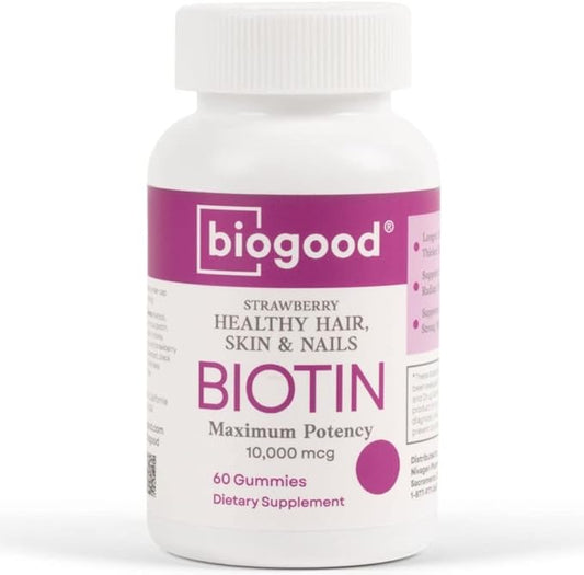 Biotin Hair Skin Nails Non-GMO Women's Multivitamin Gummy with 10,000 mcg Biotin Strawberry Flavor, 60 Count