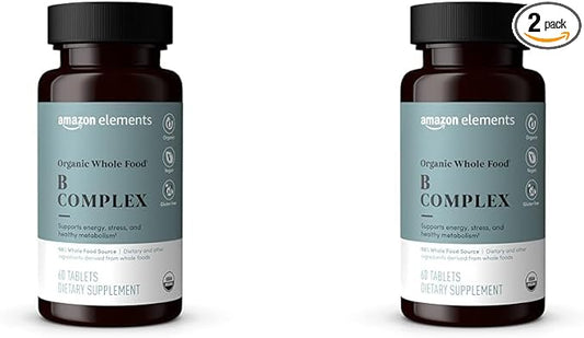 Amazon Elements Organic Whole Food B Complex, 60 Tablets (Pack of 2)