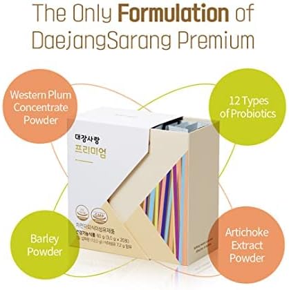 Migung 365 Daejang Sarang (Premium, 30 Sticks) - Psyllium Husk Dietary Fiber Supplement for Digestive Health & Constipation Relief. Plant-Based Natural Ingredients, Gentle Formula 4,960mg.