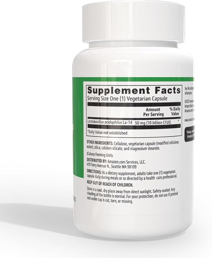 Amazon Basics Daily Probiotic, 10 Billion Active Cultures, Supporting Digestive and Intestinal Health, Capsule, 60 Count, Two Month Supply