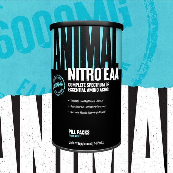 Animal Nitro EAA - Post-Workout Recovery and Repair, Supports Lean Muscle Growth, Complete Spectrum of Essential Amino Acids & BCAA Supplement for Men and Women, 44 Packs