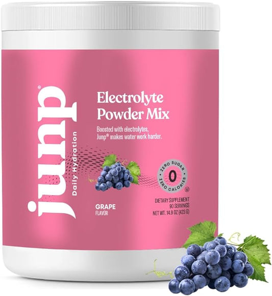 JUNP Electrolytes Powder No Sugar No Carbs – Vine Ripened Grape Keto Electrolyte Drink Mix - Potassium & Salt Hydration Powder Electrolytes Zero Calorie Sugar Free Electrolyte Powder, 90 Servings
