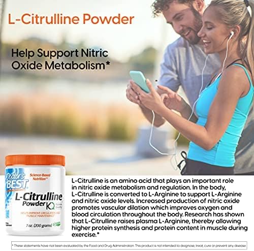 Doctor's Best L-Citrulline Powder, Helps Improve Circulation & Muscle Maintenance, Non-GMO, Vegan, Gluten Free, Soy Free, 200g