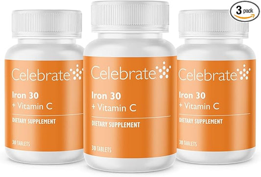Celebrate Vitamins Bariatric Iron with Vitamin C Non-Chewable Tablets, 30 mg Iron - 90 Count