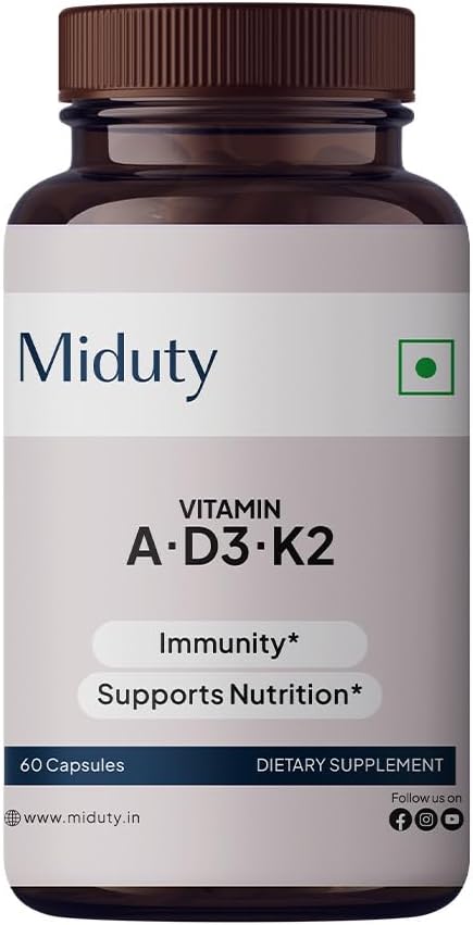 Vitamin ADK Multivitamin Contains Vitamin A - D3 - K2 Vitamin ADK Supplement for Men and Women - 60 Capsules