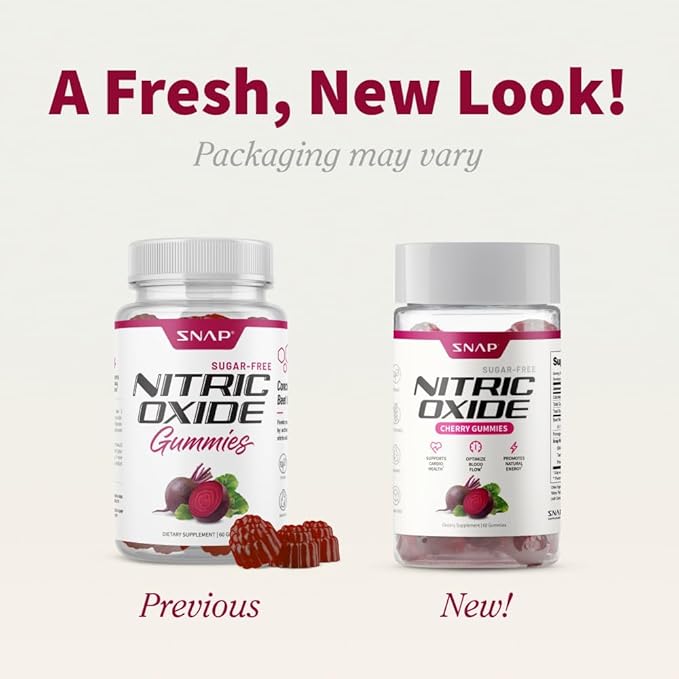 Snap Supplements Nitric Oxide Beet Root Gummies - Support Healthy Blood Circulation, 60 Gummies