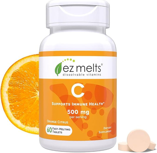 EZ Melts Dissolvable Vitamin C 500 mg, Sugar-Free, 1-Month Supply