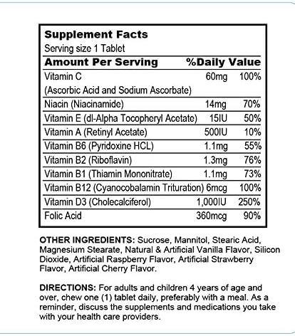 Children's Chewable Multivitamins with Vitamin C (Former Kiwi Fruit Complex), GMP, Natural Product Assn Certified, Made in USA - 60 Tablets