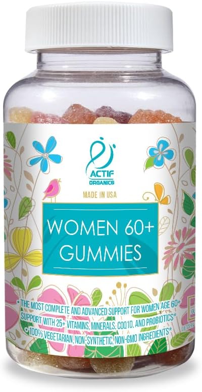 ACTIF Women Age 60+ Gummies with 25+ Advanced Factors and Probiotics - Non GMO, Made in USA, 90 Count