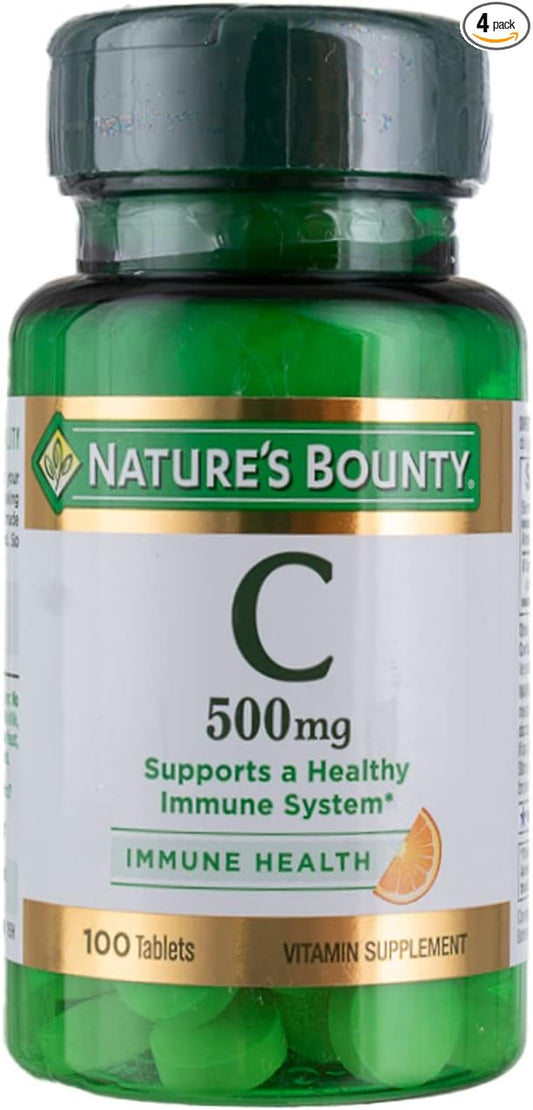 Nature's Bounty Pure Vitamin C 500 mg - 100 Tablets, Pack of 4