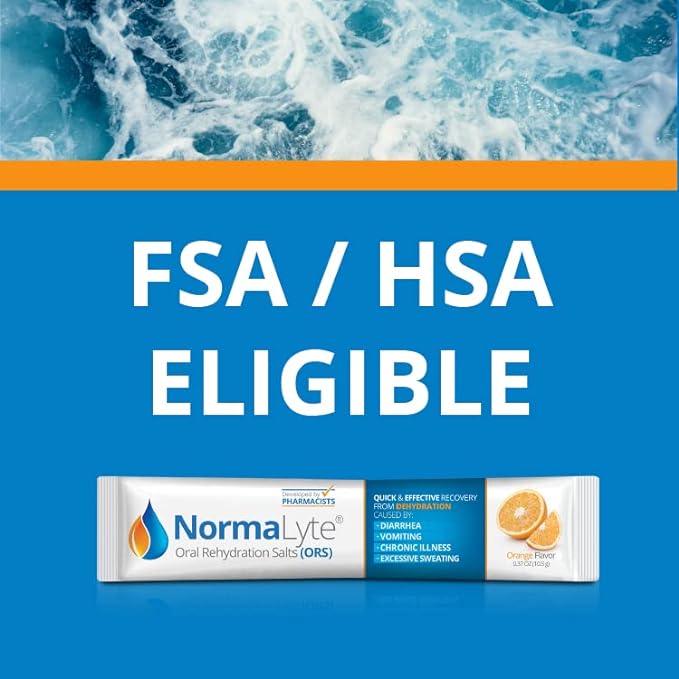 NormaLyte Oral Rehydration Salts-Helps dietary management of POTS Syndrome symptoms- 1 Pouches -30 Sticks (Yields 500mL per Pack)-Orange| Energy Supplements, Potassium Supplement, Dehydration Recovery