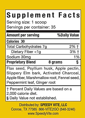 SpeedyVite® Colon Detox Organic Supports Natural Removal of Toxins* Charcoal Psyllium Flax Apple Fiber Slippery Elm Fennel 10oz All Natural Powder (1 x 10oz)