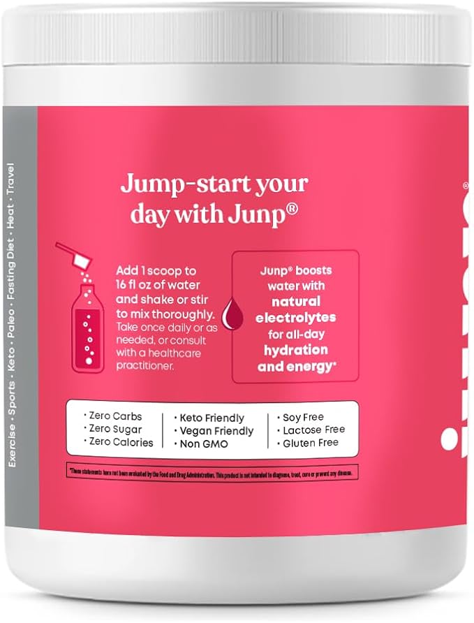 JUNP Electrolytes Powder No Sugar No Carbs, Wild Berry Fruit Flavor Keto Electrolyte Drink Mix - Potassium & Salt Hydration Powder Electrolytes, Zero Calorie Sugar Free Electrolyte Powder, 90 Servings