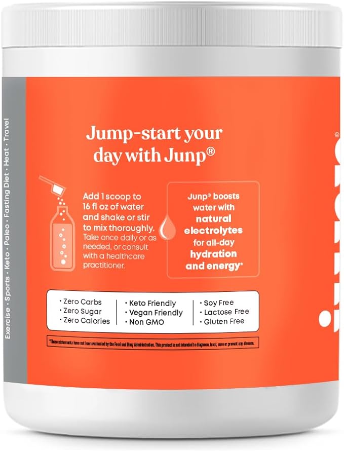 JUNP Electrolytes Powder No Sugar No Carbs, Orchard Fresh Juicy Peach Keto Electrolyte Drink Mix, Potassium & Salt Hydration Powder Electrolytes Zero Calorie Sugar Free Electrolyte Powder, 90 Servings