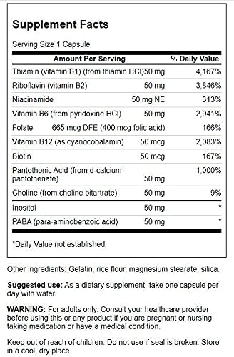 Swanson B-50 B-Complex - High-Potency B Vitamin Complex for Immune, Heart, and Nervous System Support - 250 Capsules (3 Pack)