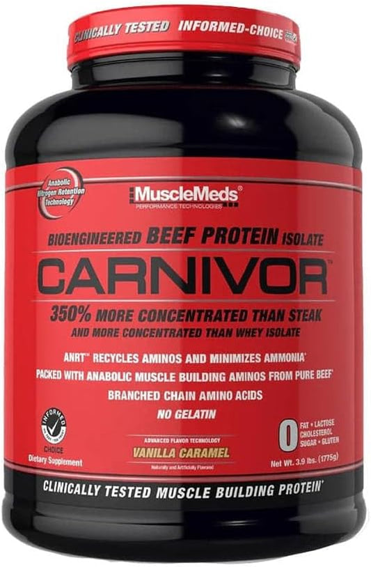 MuscleMeds Carnivor Bioengineered Beef Protein Isolate, Vanilla Caramel, 3.9 Pound