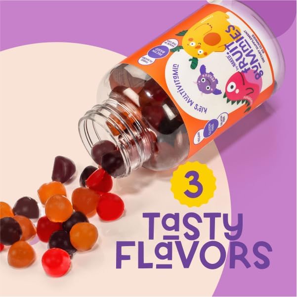 Naked Nutrition Kids Vitamin Gummies, Made in USA, GMO Free, Gluten-Free, Gelatin Free, Vegan, Kids Vitamins A, C, D, E, B6, B12, Zinc, 3 Fruit Flavors, 30 Day Supply