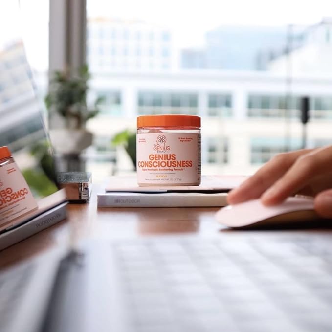 Genius Consciousness, Super Nootropic Brain Supplement Powder, Mango - Boost Focus, Cognitive Function, Concentration & Memory Booster - Alpha GPC & Lions Mane Mushroom for Neuro Energy & IQ