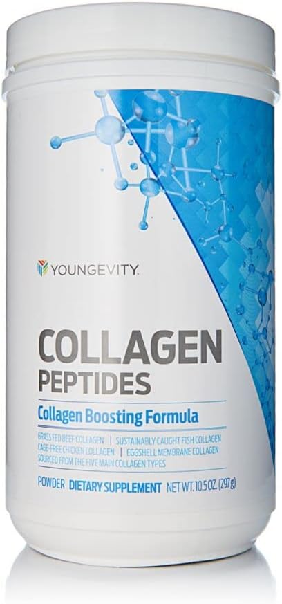 Youngevity Multi-Collagen Peptides Powder with Fulvic Powder – Hydrolyzed Grass-Fed, Marine, Chicken, & Eggshell Membrane Collagen – Hair, Skin, Nails, Joint, Bone Support – I, II, III, V, X – 11.4 oz