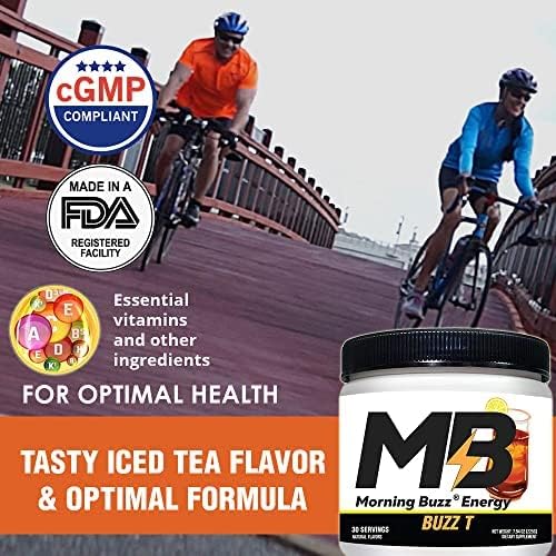 Morning Buzz Energy Drink Powder - Energy Boost Energy Drink - Sugar-Free Energy with Antioxidants - Morning Kickstart and Sports Nutrition Endurance Product - 30 Servings, Iced Tea, 8 Ounces