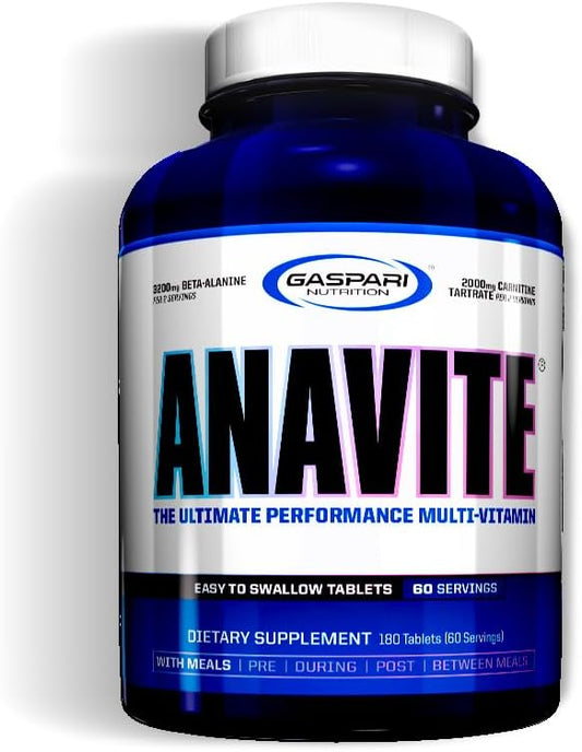 Gaspari Nutrition Anavite - Sports Multi-Vitamin with Amino Acids, Beta-Alanine and L-Carnitine, Enhanced Performance and Recovery, 180 Tablets