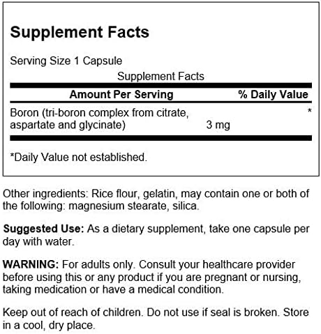 Swanson Triple Boron Complex - Bone Health and Joint Support Mineral Supplement - Citrate, Aspartate, Glycinate (250 Capsules) (4 Pack)