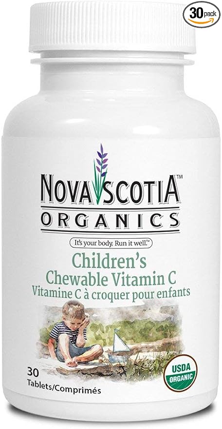 Nova Scotia Organics Children's Chewable Vitamin C (30 Chewable Tablets); Certified Organic; Vegan, Organic Acerola Berries