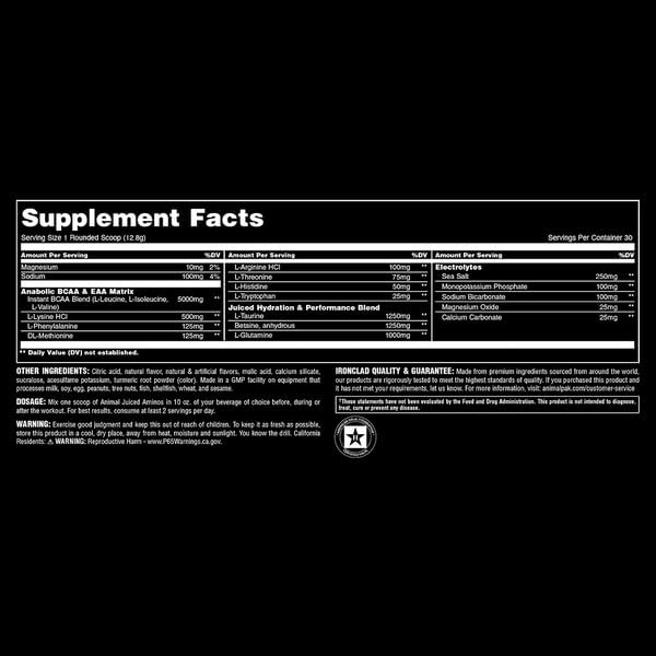 Animal Juiced Amino Acids - BCAA Powder EAA Matrix Plus Hydration with Electrolytes and Sea Salt Anytime Recovery and Improved Performance, Orange Flavor, 30 Servings
