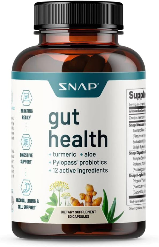 Snap Supplements Gut Health Supplements for Men and Women, Prebiotics and Probiotics for Digestive Health, Leaky Gut Repair Supplements, Gut Cleanse, Gut Repair, Digestive Probiotic (60 Capsules)