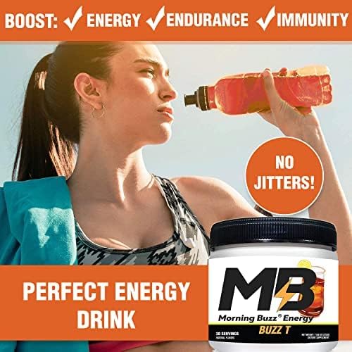 Morning Buzz Energy Drink Powder - Energy Boost Energy Drink - Sugar-Free Energy with Antioxidants - Morning Kickstart and Sports Nutrition Endurance Product - 30 Servings, Iced Tea, 8 Ounces