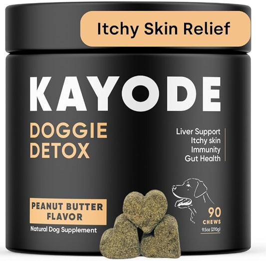 Kayode Doggie Detox - Dog Itching Skin Relief & Skin Soother | Helps Reduce Inflammation Causing Itching & Excessive Shedding. Improve Gut Immunity with 1 BIl CFU Probiotics, Omegas, & Bee Pollen.