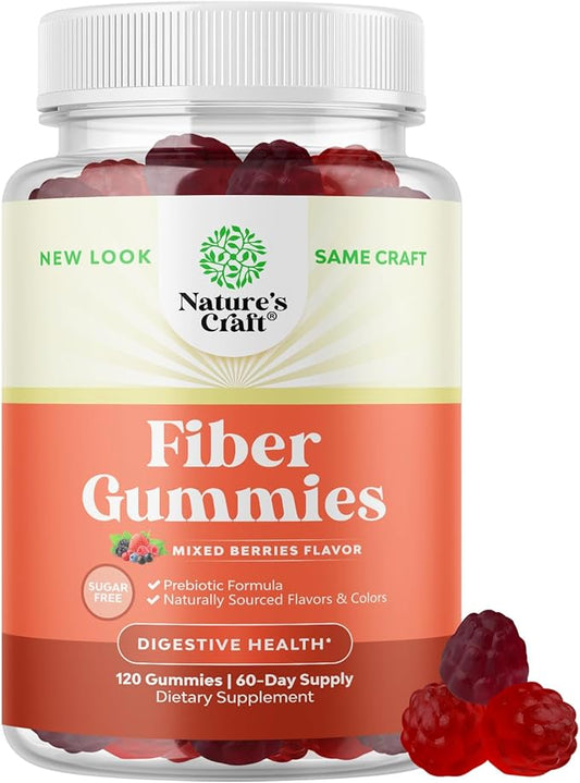 Sugar Free Fiber Gummies for Adults - High Fiber Supplement Gummies Vitamins for Adults with Prebiotic Soluble Chicory Root for Immunity and Digestive Support - Non GMO Halal Vegan Kosher Gluten Free