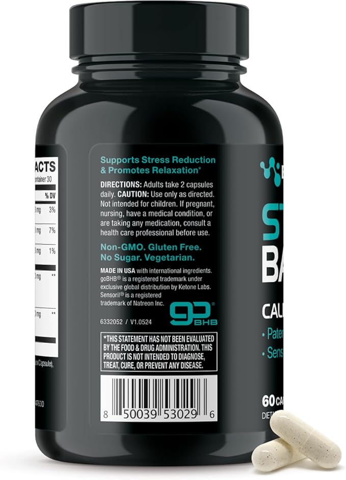 Calming Cortisol Supplement for Stress Management - Mood Support Supplement with Clinically Studied Magnesium and Sensoril Ashwagandha for Men & Women for Relaxation and Cortisol Support (1 Month)