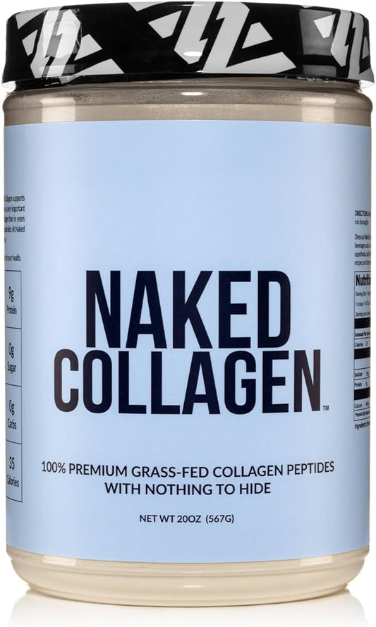 Naked Collagen Peptides Protein Powder, 60 Servings, Pasture-Raised, Unflavored Grass-Fed Hydrolyzed Collagen Supplement, Paleo Friendly, Non-GMO, Keto, Gluten Free, 20oz