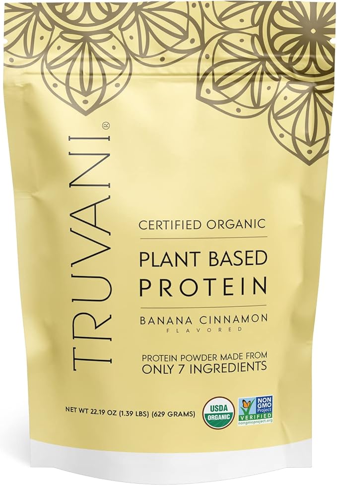 Truvani Vegan Pea Protein Powder | Banana Cinnamon | 20g Organic Plant Based Protein | 20 Servings | Keto | Gluten & Dairy Free | Low Carb | No Added Sugar