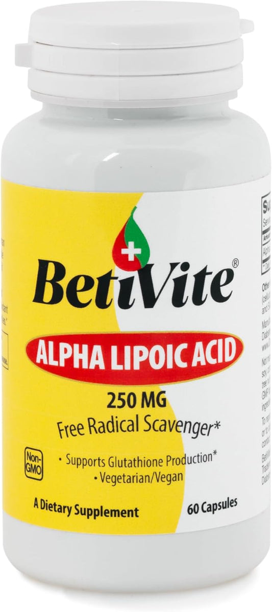 BetiVite Alpha Lipoic Acid Supplements, Alpha Lipoic Acid 250 mg, 60 Vegetarian Capsules