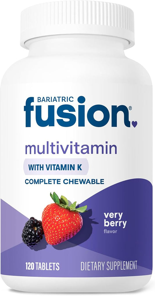 Bariatric Fusion Very Berry Complete Chewable Bariatric Multivitamin with Iron and Vitamin K for Bariatric Surgery Patients Including Gastric Bypass and Sleeve Gastrectomy - 120 Tablets