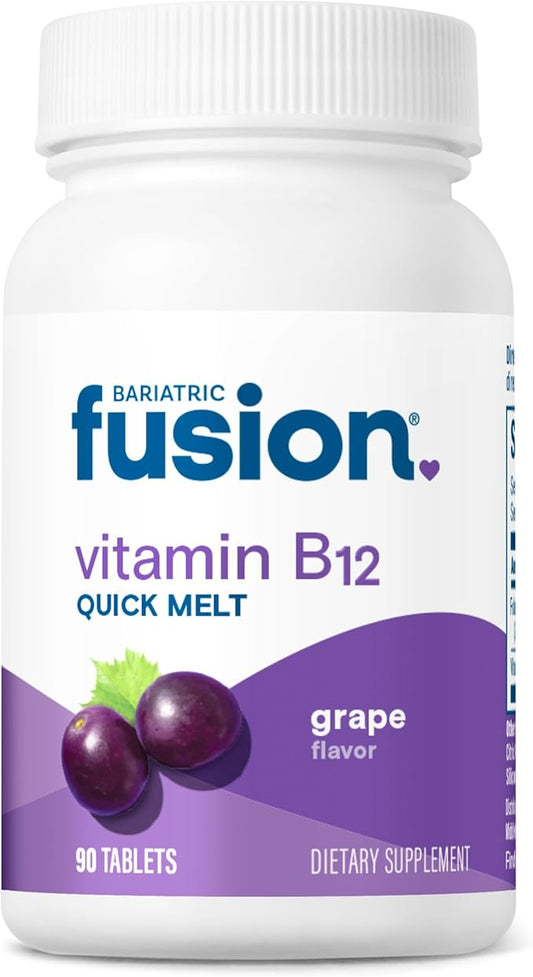 Bariatric Fusion Vitamin B12 Quick Melt | Grape Flavored Tablets | Dissolves On Your Tongue | Post Bariatric Surgery Patients | Gluten, Dairy & Soy Free | 90 Count