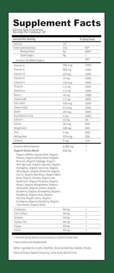 Create Daily Performance Gummy - Creatine Monohydrate Gummies for Men & Women - Boost Energy, Immunity, and Strength, Anti-Melting Formula, Vegan, Gluten-Free, Non-GMO, 1 g Creatine per Gummy (120 ct)