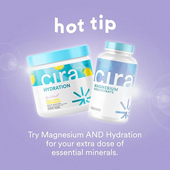 Cira Hydration Electrolyte Powder for Women (45 Servings) x Alicia McCarvell's Electrolyte Drink Mix with Himalayan Salt for Dehydration Relief - Self Love Lemonade
