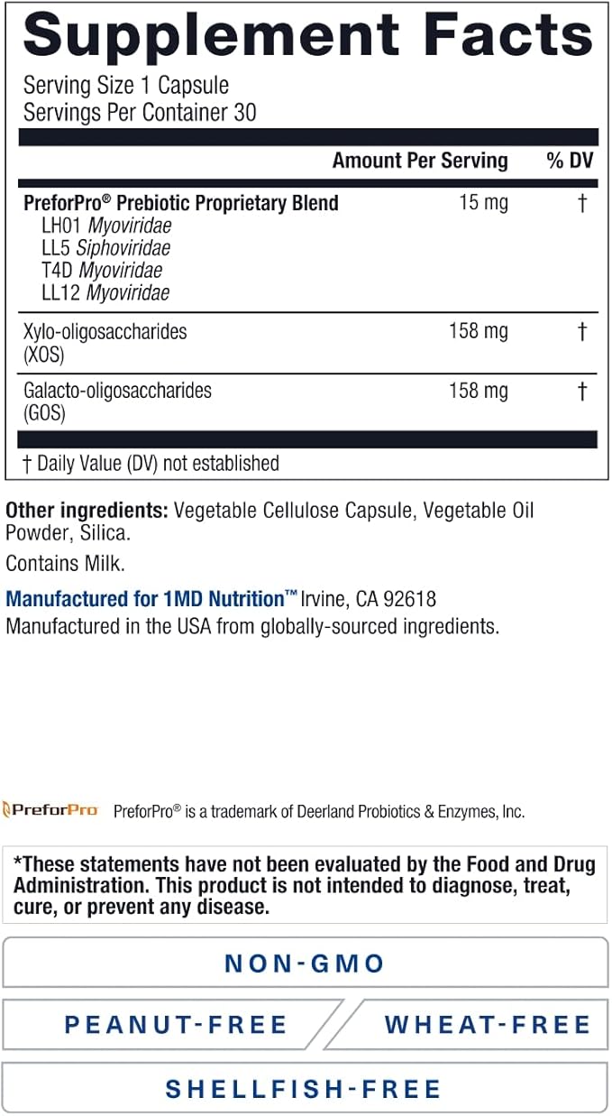 1MD Nutrition PreBioMD - Prebiotic with PreforPro | Support Healthy Digestion and Beneficial Bacteria