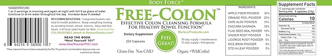 Colon Formula by Markus- Capsules - Comprehensive Formula - Fiber Rich for Toxin Removal - Aloe, Ginger, Citrus Flavonoids & Cascara Sagrada - Gentle & Effective Detoxification