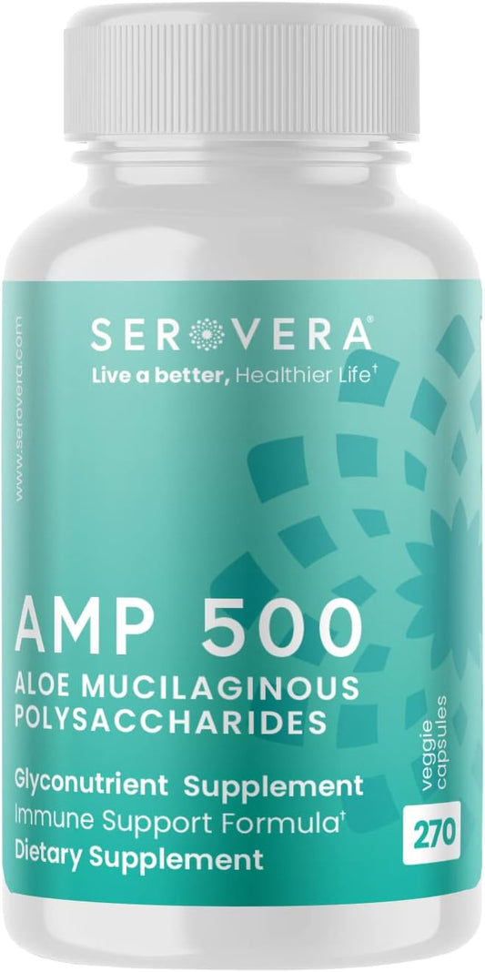 AMP Aloe Glyconutrient Supplement - Support Immune System, Digestive Tract, and Colon Health 270 caps