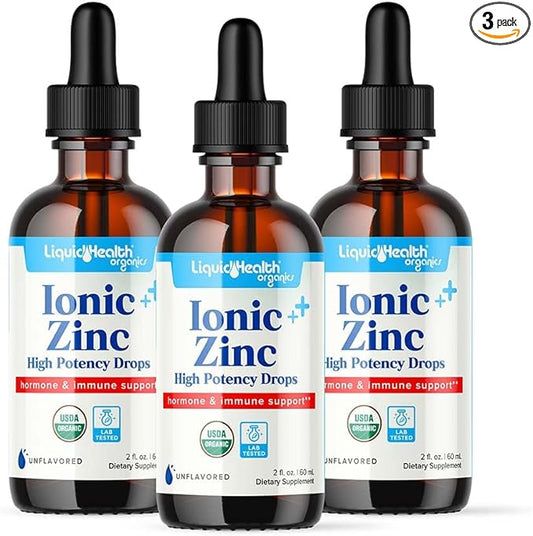 LIQUIDHEALTH Ionic Zinc 15mg, 2 Oz Zinc Liquid, Pure Zinc Vitamin Drops, Liquid Vitamin Zinc Supplement, Zinc Sulfate Heptahydrate for Adults, Men & Women, Kids 4 and up (3pack)