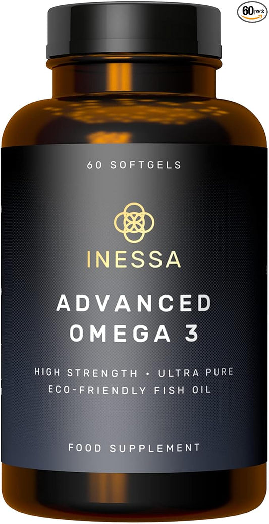 Omega 3 Fish Oil 1200mg (480mg EPA/360mg DHA per Capsule) High Strength, Ultra Pure, Eco Friendly 60 Capsules, 2 Months Supply. GMP & Friends of The Sea Certification