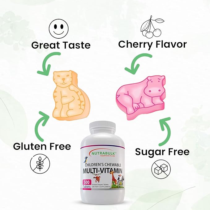 Children's Chewable – Multi Vitamin Tablets – Assorted Animal shapes And Flavors – 500 count.