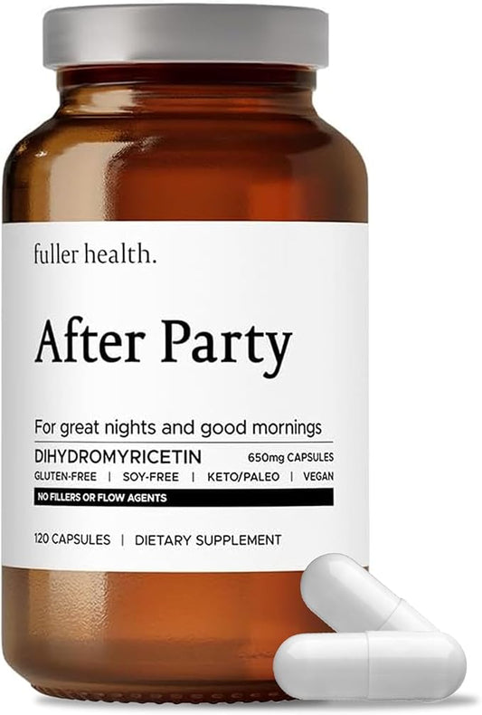 After Party DHM Dihydromyricetin Supplement | Supports Liver, Metabolism, Energy Levels, Post-Celebration Relief | Feel Refreshed, 650mg Per Pill | 1 Bottle, 24 Servings