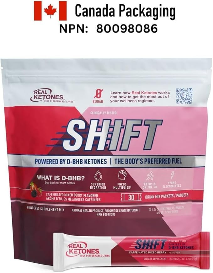 Real Ketones BHB Exogenous Ketones Drink Mix Packets Keto Electrolytes Powder Packets No Sugar with 4 Main Fasting Electrolytes Plus Hydrating Patented Keto BHB - 30 Count Mixed Berry Caffeine
