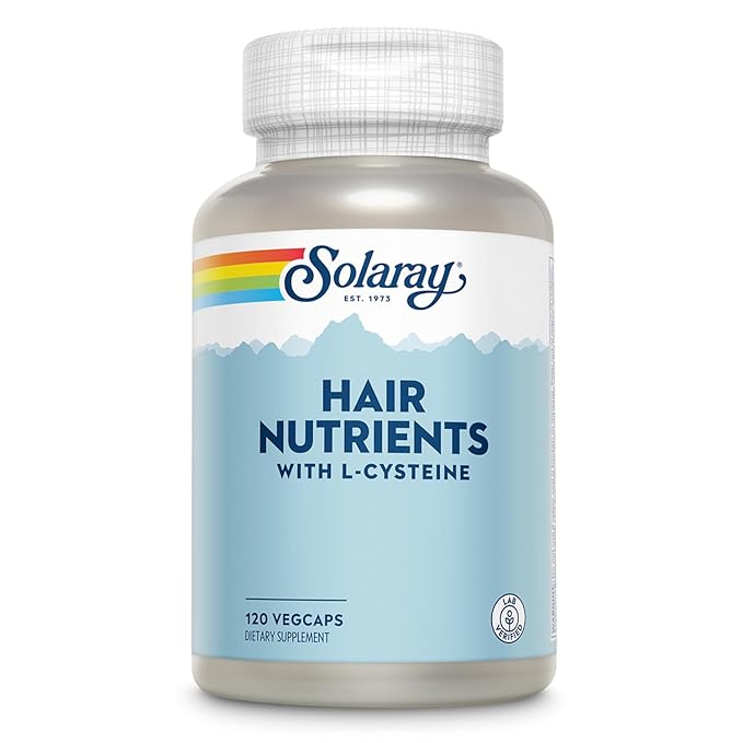 Solaray Hair Nutrients with L-Cysteine - Hair Vitamins with Biotin for Hair Growth Support - Hair Skin and Nails Vitamins for Women and Men - Lab Verified, 60-Day Guarantee - 60 Servings, 120 VegCaps