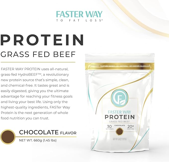 | Grass Fed Protein Powder Chocolate Flavor, Dairy-Free Alternative to Whey Protein Powder, Pure Hydrolyzed Beef Protein Isolate with All 9 Essential Amino Acids. Non-GMO - 660g